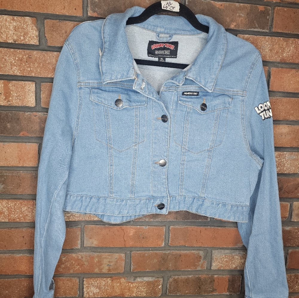 Looney tunes members only crop jean jacket